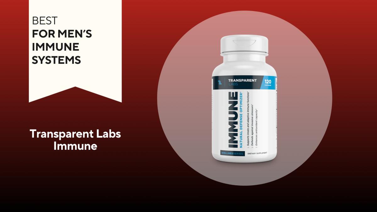 A white bottle with blue writing of transparent labs immune our pick for the best for men's immune systems